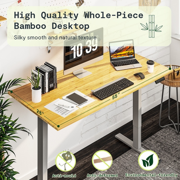 FlexiSpot 100% Bamboo Whole-Piece Desktop Ergonomic Electric